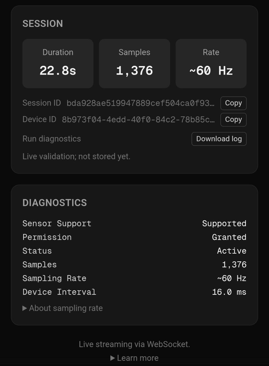 Resoniqa MVP — Session diagnostics